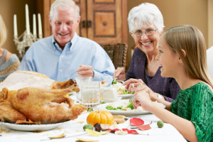 Granddaughter Celebrating Thanksgiving With Grandparents